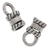 Silver Fancy Crimp Bead 4mm Cord Ends W Loop (1 Pair)