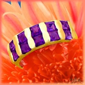 14K Princess Cut Channel Set Amethyst Band by alle Fine Jewelry