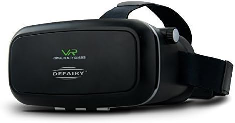 DEFAIRY Pupil & Focal Distance Adjustable Virtual Reality Headset Google Cardboard VR Helmet 3D VR Glasses with Immersive Viewing Experience for iPhone Samsung, Black