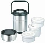 Isosteel-Edelstahl-Isolierbeh�lter f�r Lebensmittel, 1.6 l inklusive 2 Kunststoff-Container - 