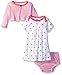 Gerber Baby Girls' 3-Piece Cardigan, Dress and Diaper Cover Set, Tiny Watermelon, 24 Months