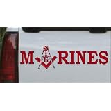 10in X 2.8in Red -- Marines with Masonic Square and Compass Military Car Window Wall... by Rad Dezigns