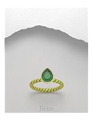 Forest Green Colored Enamel Ring In Brass