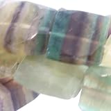 Fluorite : Chicklets-Faceted - 18mm Height, 15mm Width, Sold by: 16 Inch Strand with Angel Mountain Beads Heart Charm (.625 x .570 inches)