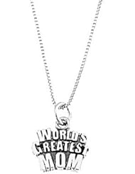 Silver One Sided Worlds Greatest Mom Necklace