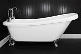 HLSL59FPK 59 long Single Slipper Clawfoot Tub with Brushed Nickel Feet, Faucet, Supply Lines and Drain