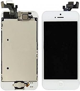 Cellpparts iPhone 5 LCD Display Screen Touch Digitizer Full Assembly with Small Components Front Frame, Front Facing Camera, Ear Speaker and Home Button + Repair Tools, White