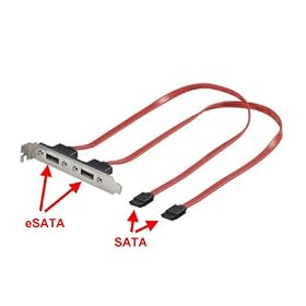 mr!tech | Cable slot 2 ports eSATA (type I) avec 2 cordons interne SATA (type L) de 30cm | pour 2x disque dur SATA externe