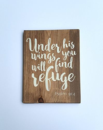 Under his Wings Wall Art, Wood Sign with Scripture, Bible Verse Nursery Art