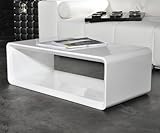 Couchtisch Konkav 90x45 cm Weiss Hochglanz Cube Wohnzimmertisch