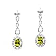 14K White Gold Peridot and Diamond Earrings