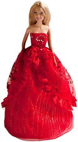 Peregrine Red Sequin Embroidered Wedding Gown Red Sequin Dress for 11.5 inches Dolls
