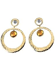 14K Two-Tone Gold Citrine and Diamond Earrings -- LIFETIME WARRANTY