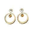 14K Two-Tone Gold Citrine and Diamond Earrings