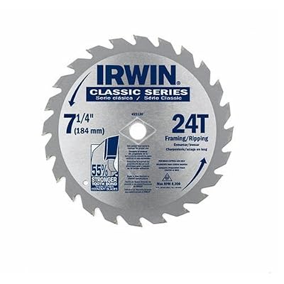 Irwin 15130TA Classic 7-1/4-Inch 24 Tooth ATB Framing and Ripping Saw Blade with 5/8-Inch and Diamond Knockout Arbor, 5 Pack