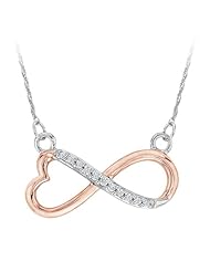 Heart Shaped Infinity Diamond Pendant with Chain in Two Tone Sterling Silver (0.05 cttw)