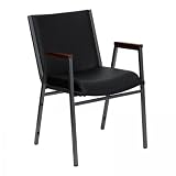 HERCULES™ Heavy Duty, 3'' Thickly Padded, Black Vinyl Stack Chair with Arms [XU-60154-BK-VYL-GG]