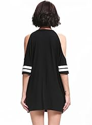 General Print Short Colorblocking Round Neck Polyester Shift Off the Shoulder Elbow Length Sleeves  Dress