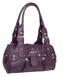 Nicole Purple Studs n Zips Faux Leather Shoulder Bag
