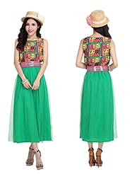 Mesh Belted Floral Print Sleeveless Polyester Bubble Dress Party Dress/Maxi Dress 