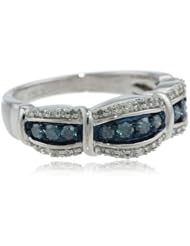 10k White Gold Blue and White Diamond Ring (1/2 cttw, I-J Color, I3 Clarity)