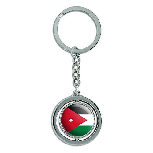 GRAPHICS & MOREGRAPHICS & MORE Jordan National Country Flag Spinning Round Metal Key Chain Keychain Ring