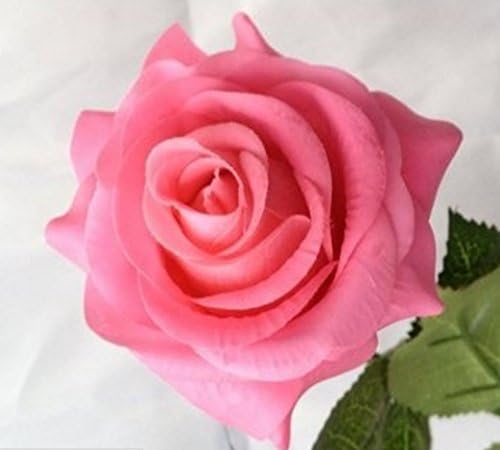MUXUE Explosion moisturizing rose artificial flowers, feel roses, rose wedding decorations home decoration artificial flower single branch 43cm (Deep pink)