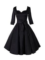 Full-Skirt Vintage Cotton Elbow Length Sleeves Party Dress 