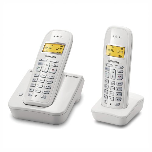 Siemens - Gigaset AC260 Duo - Téléphone fixe sans fil Dect - Mains libres - Blanc