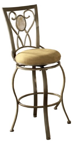 Hillsdale Brookside 24-Inch Oval Fossil Back Swivel Counter Height Stool, Brown Powder Coat Finish