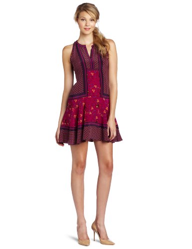 Rebecca Taylor Women's Indian Print Shift Dress, FuschiaPlum, 2 ...