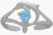 Silver Genuine Blue Topaz Dolphin Toe Ring