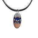 Oval Skull Mood Pendant on Black Cord Necklace