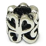 Irish Clover Spacer Charm (Celtic Knot Clover Charm) - Fits Pandora Charm Bracelet & Charm Necklace - Silver Plated