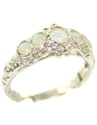 Luxury 925 Solid Sterling Silver Natural AAA Grade Opal Victorian style Eternity Ring - Finger Sizes 4 to 12 Available