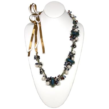 HinsonGayle Artisan Collection "Savannah" Baroque Cultured Pearl and Blue Coral Necklace