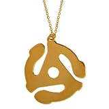 45 Rpm Vinyl Record Adapter Spindle Replica Pendant Necklace In Gold