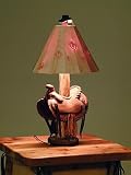 Cowboy Decor Carved Saddle Lamp
