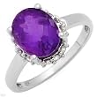 Fpj Attractive Brand New Ring With 2.85Ctw Precious Stones - Genuine Diamonds And Amethyst Made Of White Gold Size 7