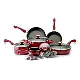 Paula Deen Signature Porcelain 12-Piece Cookware Set, Red