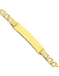 14K Yellow Gold Curb Link ID Bracelet With Lobster Clasp - 7 Inch
