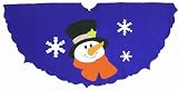 48 Snowman Face & Snowflakes Blue Christmas Tree Skirt