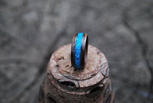 Black Walnut Bentwood Ring with Turquoise Inlay