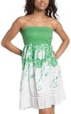 Raviya Inc Women's Printed Tube Dress,White, Green,Small