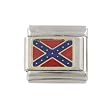 SilverBin Enamel Paint Confederate Flag Southern Stainless Steel Italian Charm Link