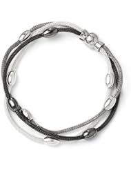 Leslies Sterling Silver Polished Beaded Mesh Three Strand Bracelet