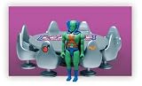 DC Comics Pocket Super Heroes MARTIAN MANHUNTER with Justice League of America Conference Table and Chairs deluxe set