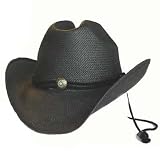 BLACK RAFFIA SHAPEABLE TOYO ROCKER COWBOY HAT