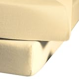 fleuresse Spannlaken 1115-215, 150/200 cm Jersey, Farbe Vanille, 100% Baumwolle, mit praktischem Rundumgummi