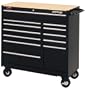 Waterloo TRX4112BK 41-Inch Wide by 18-Inch Deep by 35-2/3-Inch High Heavy Use Black Tool Cart with 12 Ball Bearing Drawers